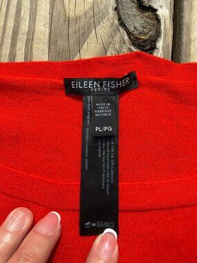 Eileen Fisher Red Wool Silk Cashmere Sweater Petite Luxe Minimalist size PL 3300